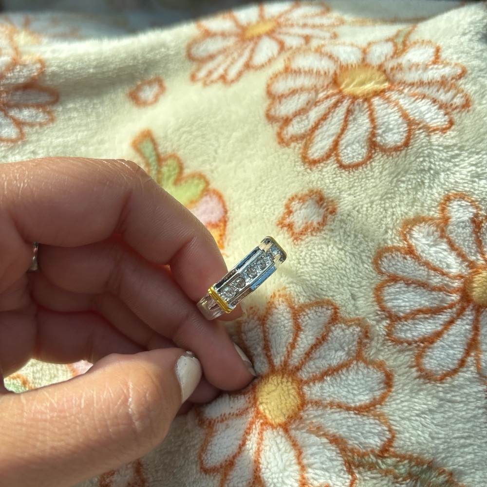 Gold and Silver Ring with Clear Stones